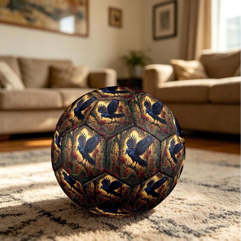 1pc Raven Amidst Roses Durable Size 5 Soccer Ball Professional Match Training Football Indoor &Outdoor Sports Ball p60189