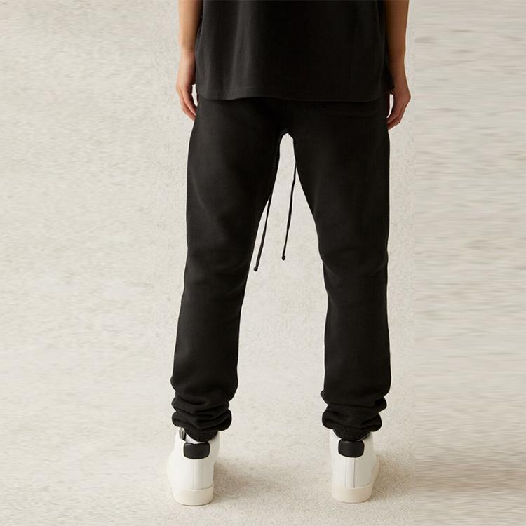 Fear of God Essentials Флисовые трикотажные спортивные штаны на шнурке SS21 Унисекс Низ Черный FOG-SS21-562