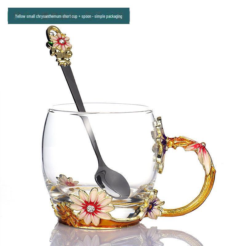 Чайная чашка из термостойкого хрустального стекла с эмалью Daisy — идеальный подарок на день рождения или праздник