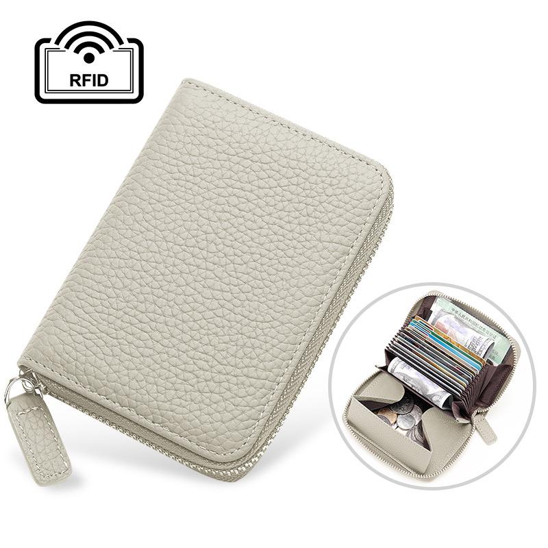 Rfid Card Holder 100% Genuine Leather Business Card Wallet Organ Card Bag Female Bag Japanese