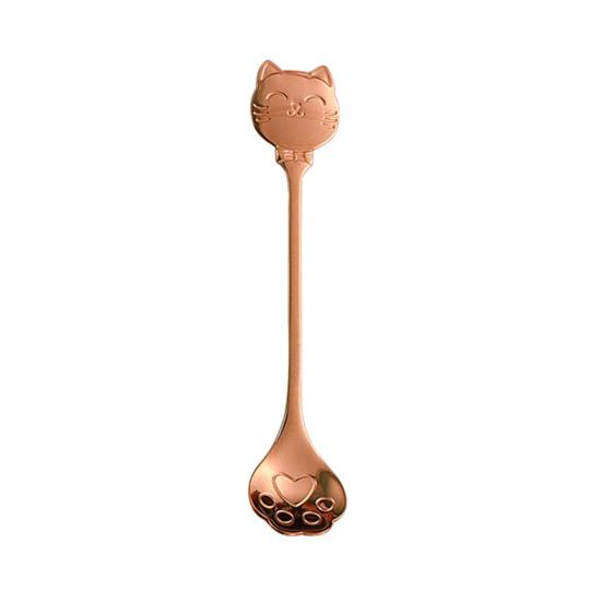 Кошачья Кофейная Ложка, Ложка для Чая с Лапкой Кошки из Нержавеющей Стали, Многоцветная Электролитически Покрытая Ложка для Перемешивания, для Мороженого, Йогурта, Десертов