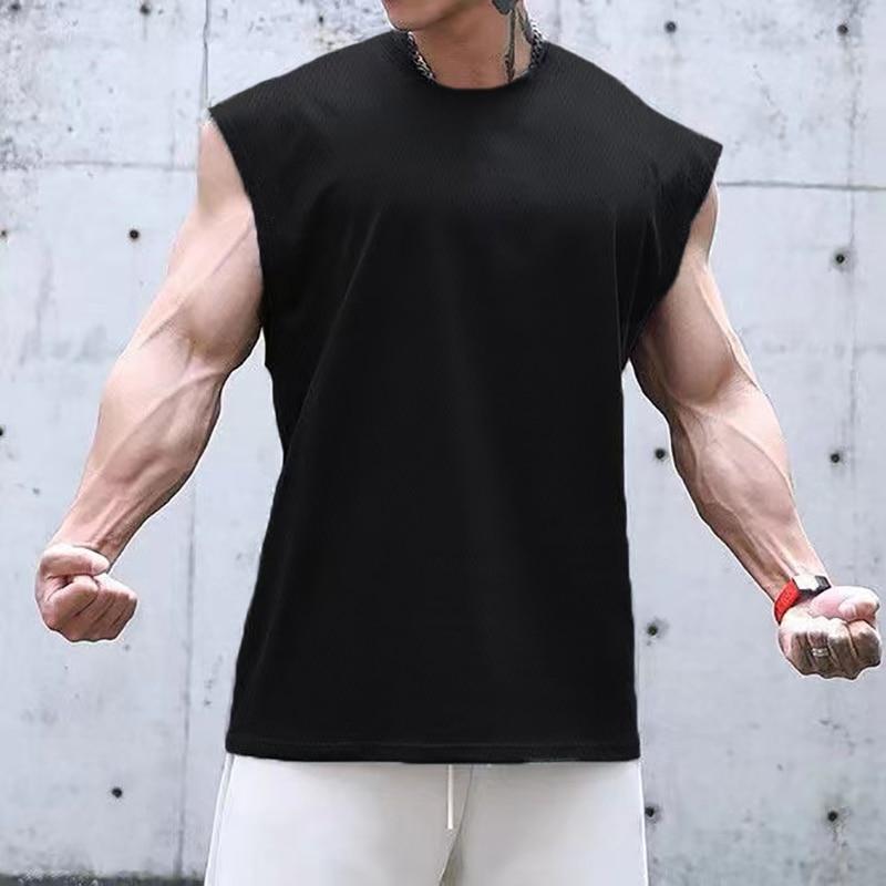 Muscleguys Однотонная Сетчатая Одежда для Зала Мужская Майка-Стрингер для Бодибилдинга Быстросохнущая Без Рукавов Жилет для Фитнеса Спортивная Одежда Майка