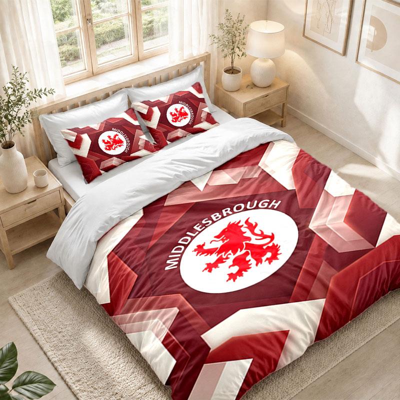 Bedding Set 1 Duvet Cover 2 Pillowcases Middlesbrough FC Print Bedroom Home Decoration