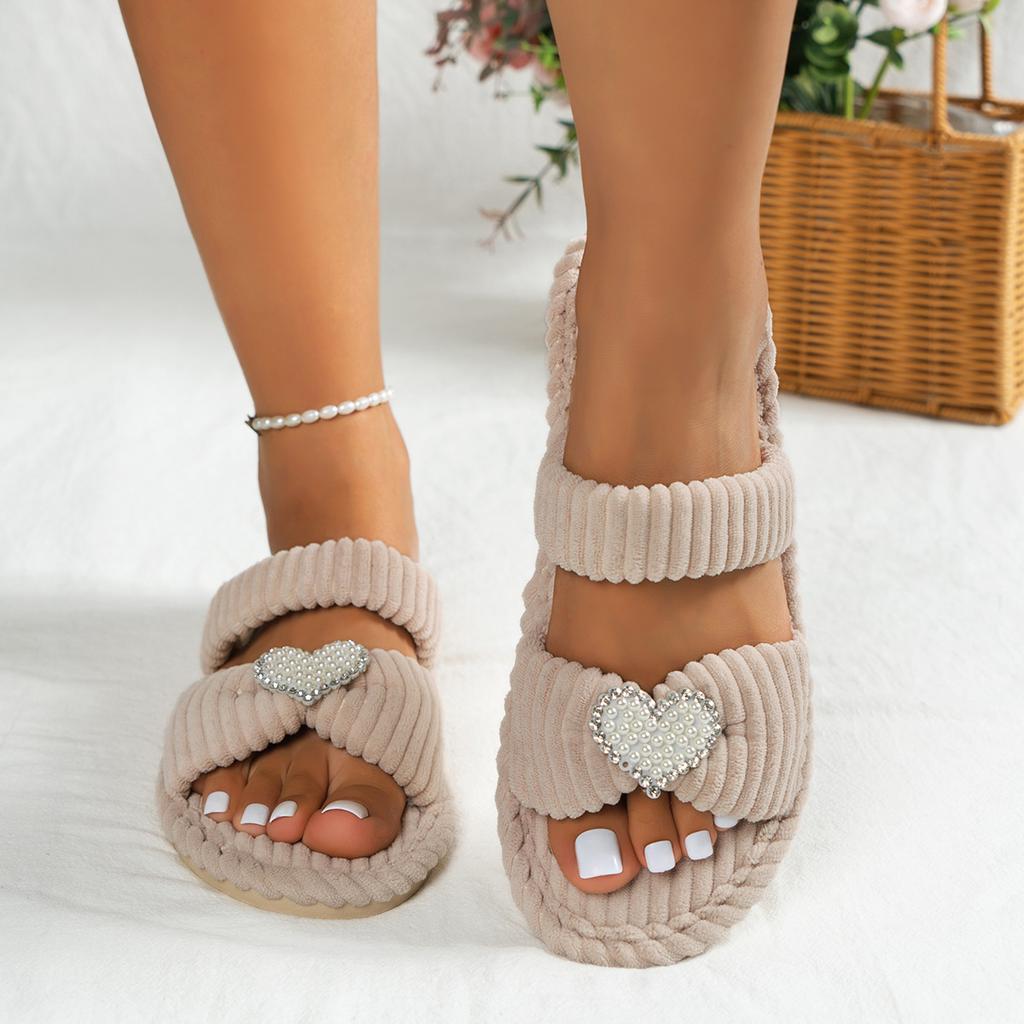 Linen Slippers Women Indoor Slippers Comzy Anti-Slip House Cotton Shoes Cute Bowknot Flat Slipper Couples Slides Spring Summer