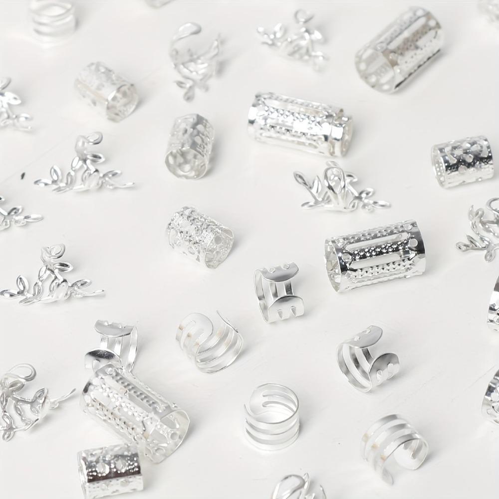 40PCS Hair Braiding Dreadlocks Beads Metal Cuff Clips Hair Braid Tubes Mixed Hair Rings Set Decor