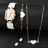 Xiaomi 5PCS Fashion Rectangle Women Quartz Watch Heart Jewelry Set Casual Leather Strap Wristwatches for Girl Reloj Mujer (Without Box)
