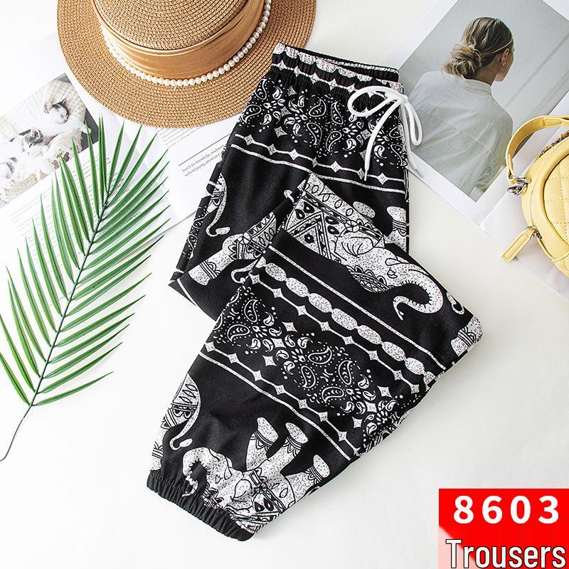 Женские бриджи-гаремы с высокой талией и манжетами, с этническим летним принтом тайских слонов, широкие