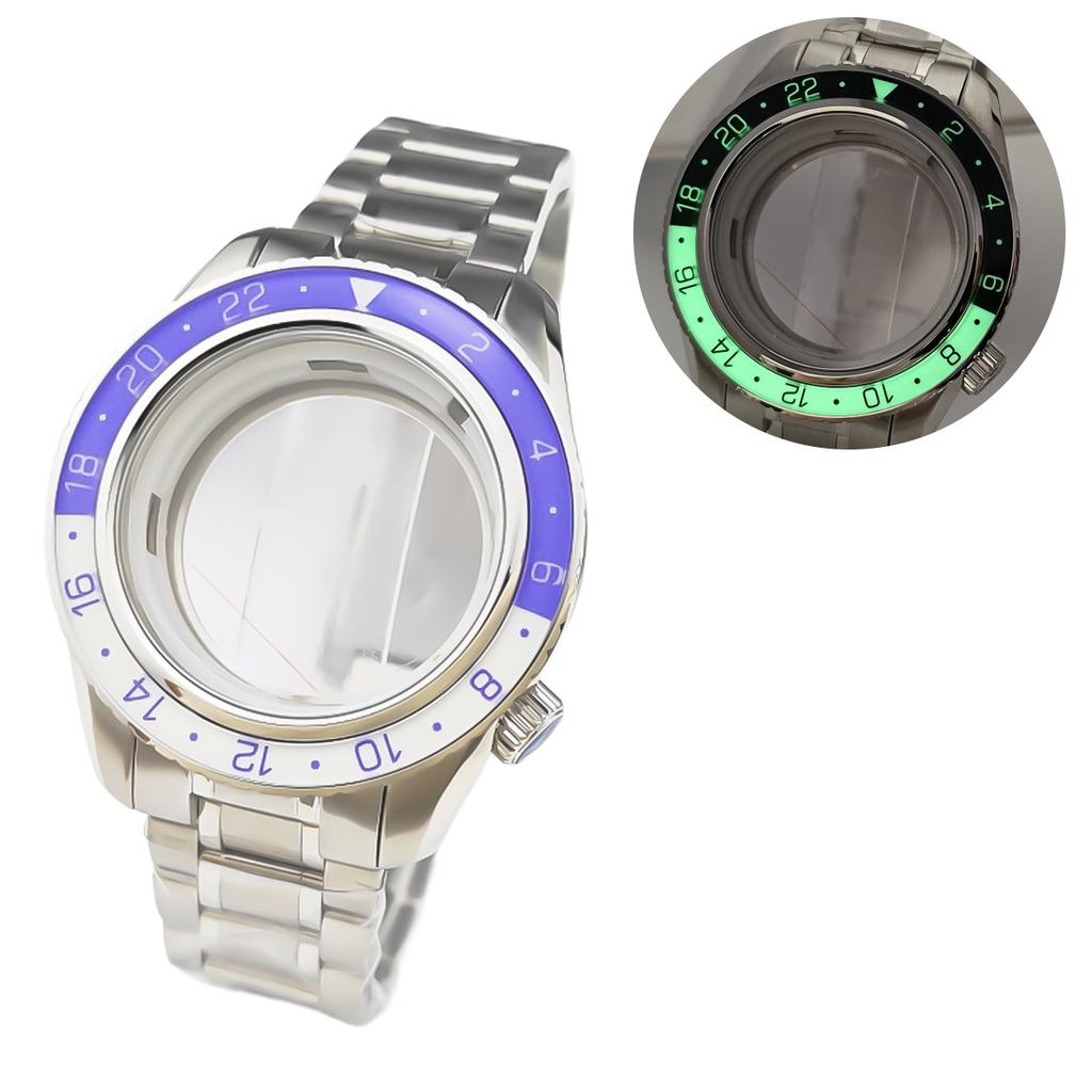 44 мм Корпус Безель Ремешок для часов Подходит для 32 мм Циферблата Для Seiko Grand GMT NH35/34/36/4R35A/4R36A Автоматический Механизм Сапфировое Стекло Модификация Частей