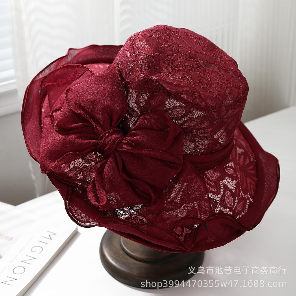 Women's organza printed mesh sun hat summer breathable big edge cool hat fashionable versatile beach sun hat