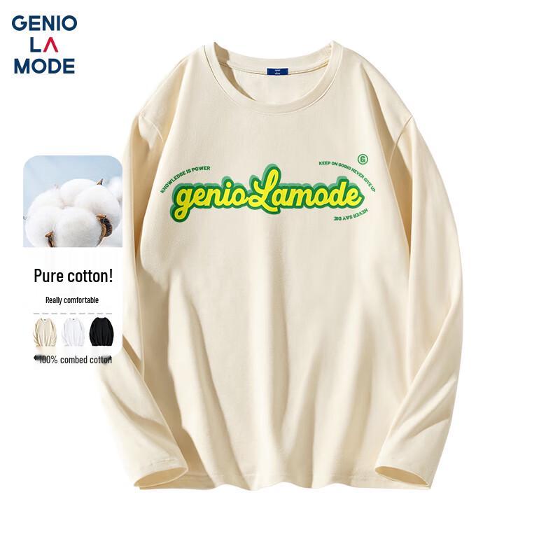 GENIOLAMODE Men's Loose Fit Round Neck Long Sleeve T-Shirt