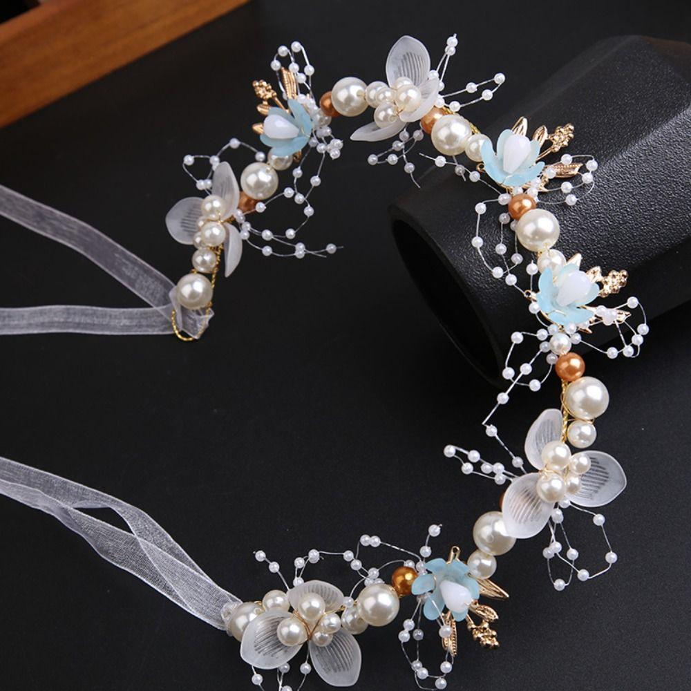 Ribbon Bride Hair Jewelry Hair Ornaments Wedding Headwear Flower Hair Hoop Bridal Headwear