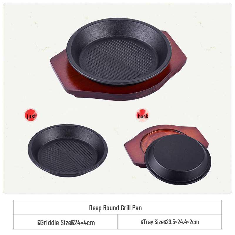 Cast Iron Rectangular Teppanyaki Barbecue Plate for Steak, Fish, and More