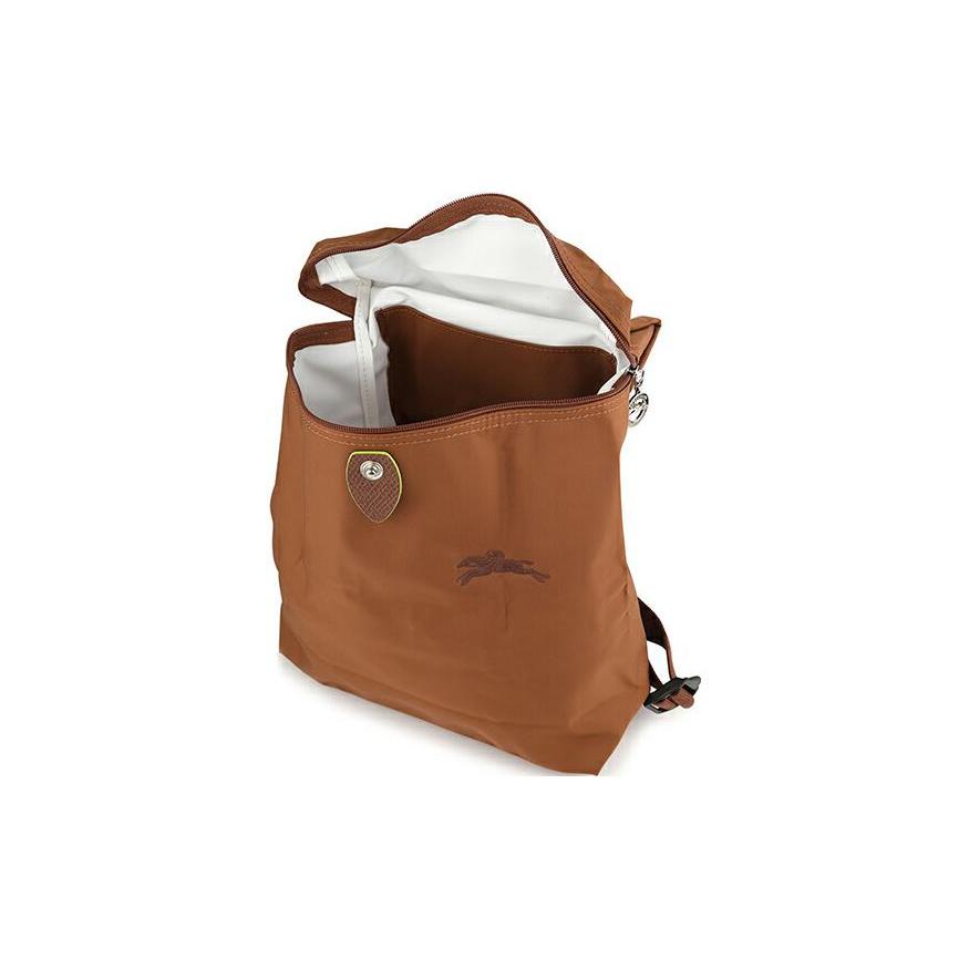 Longchamp Рюкзак Le Pliage Green с отделкой из коровьей кожи, мини, женский, коричневый