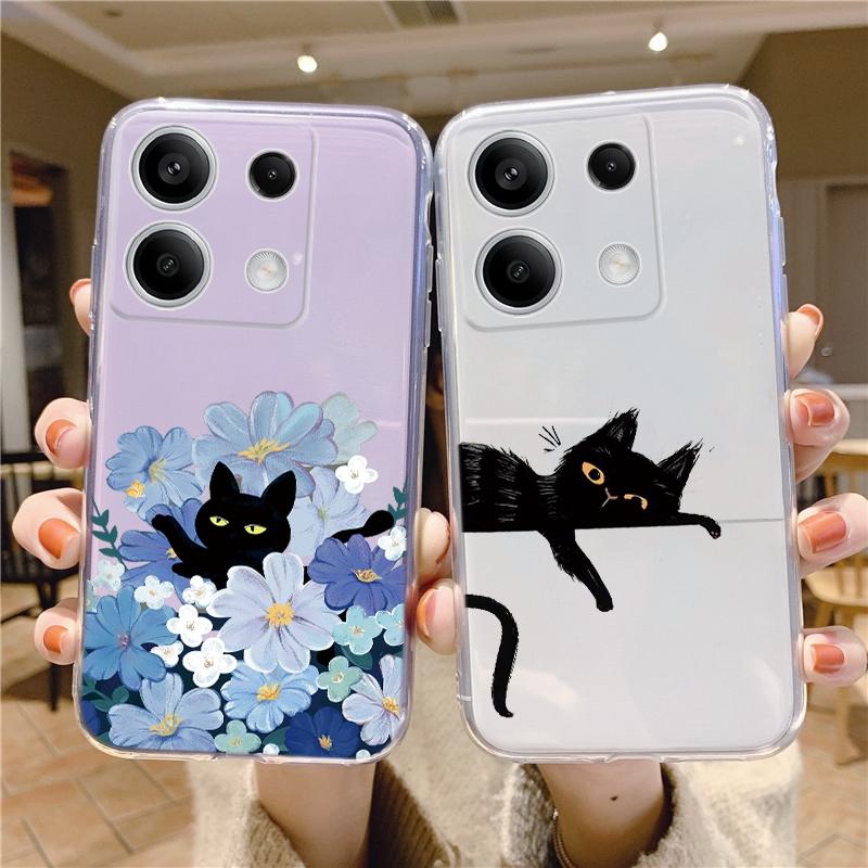 Мягкий силиконовый прозрачный чехол с рисунком мультяшного кота для iPhone 11 12 13 14 15 Samsung A55 A54 A34 A15 S24 M35 Xiaomi Redmi Note 13 Pro противоударный чехол