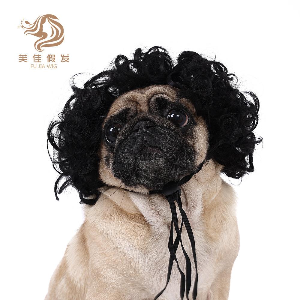 Pet Wig Curly Straight Hair Dog Cat Wig for Halloween Cosplay Party Pet Costume Accessory Multiple Color Options