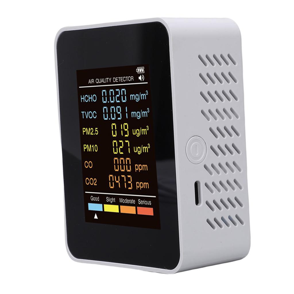 Монитор качества воздуха 6 в 1, 2,8-дюймовый цветной экран, комнатный детектор PM2.5, PM10, HCHO, TVOC, CO, CO2, многофункциональный воздух