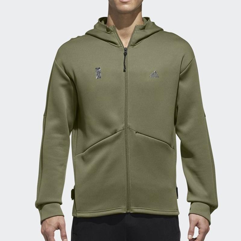 Adidas Серия Wuji Вязаная спортивная куртка с капюшоном Мужская верхняя одежда Военно-зеленый цвет DM5237