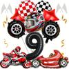 12pcs Racing Car Balloon Birthday Set Boy Motorcycle with 32 Inch Black Number 1-9 Balloon Birthday Festive Party Supplies