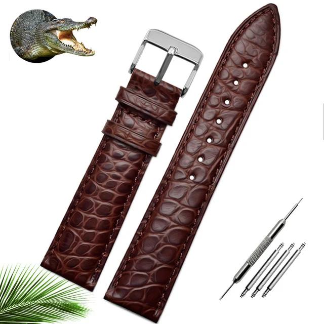 Ремешок для часов из крокодиловой кожи аллигатора 12 14 16 18 20 22 24 мм для мужчин и женщин Longines Master Omega с пряжкой-бабочкой