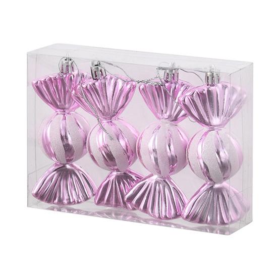 4 Pcs Christmas Candy Decorations Glitter Hanging Candy Ornaments Brightly Colored Candy Pendant for Xmas Tree Party Decor