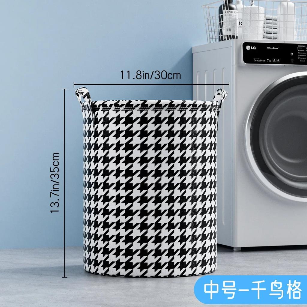 Print Laundry Basket Portable Foldable Cotton Linen Hamper for Home Kids Toys Dirty Clothes Storage Bag Organizer