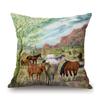 Horse Oil Painting Home Modern Decoration Art Cotton Linen Sofa Throw Pillow Case Lovely Mane Foal Pony Car Seat Cushion Cover