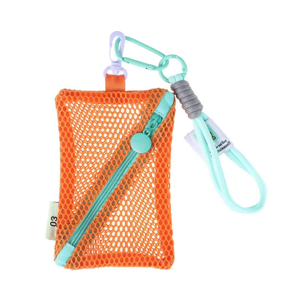 Сетчатая косметичка большой вместимости, цвет дофамина, кошелек для монет, прочная сумка для хранения