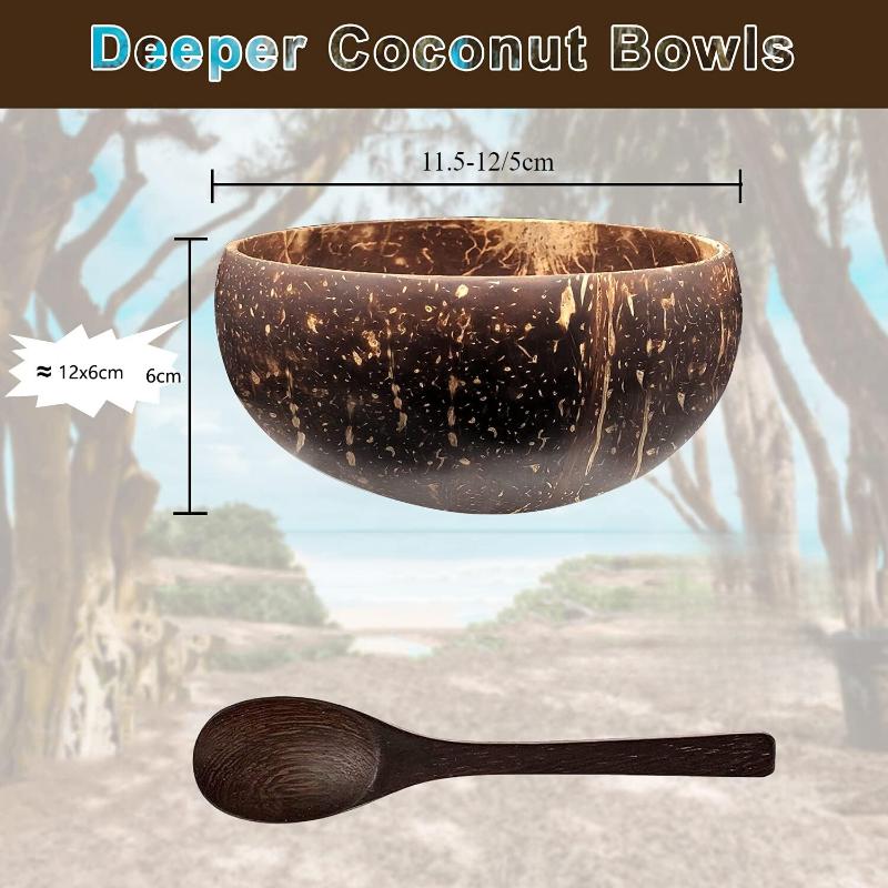 1/2 шт. Натуральные кокосовые миски для сервировки блюд Деревянная салатница Деревянная многоразовая миска Сервировочная утварь Миски из кокосовой скорлупы Вечеринка