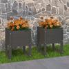 822112 vidaXL Planters 2 Pcs Grey 40x40x52.5 Cm Solid Pine Wood