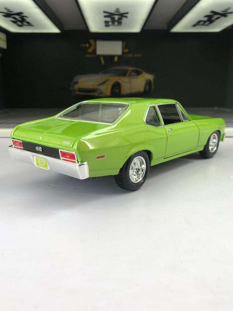 Майсто 1:24-кратная модель автомобиля Chevrolet Nova SS 1970 года из цинкового сплава, статичный орнамент, металлическая коллекционная подарочная машина