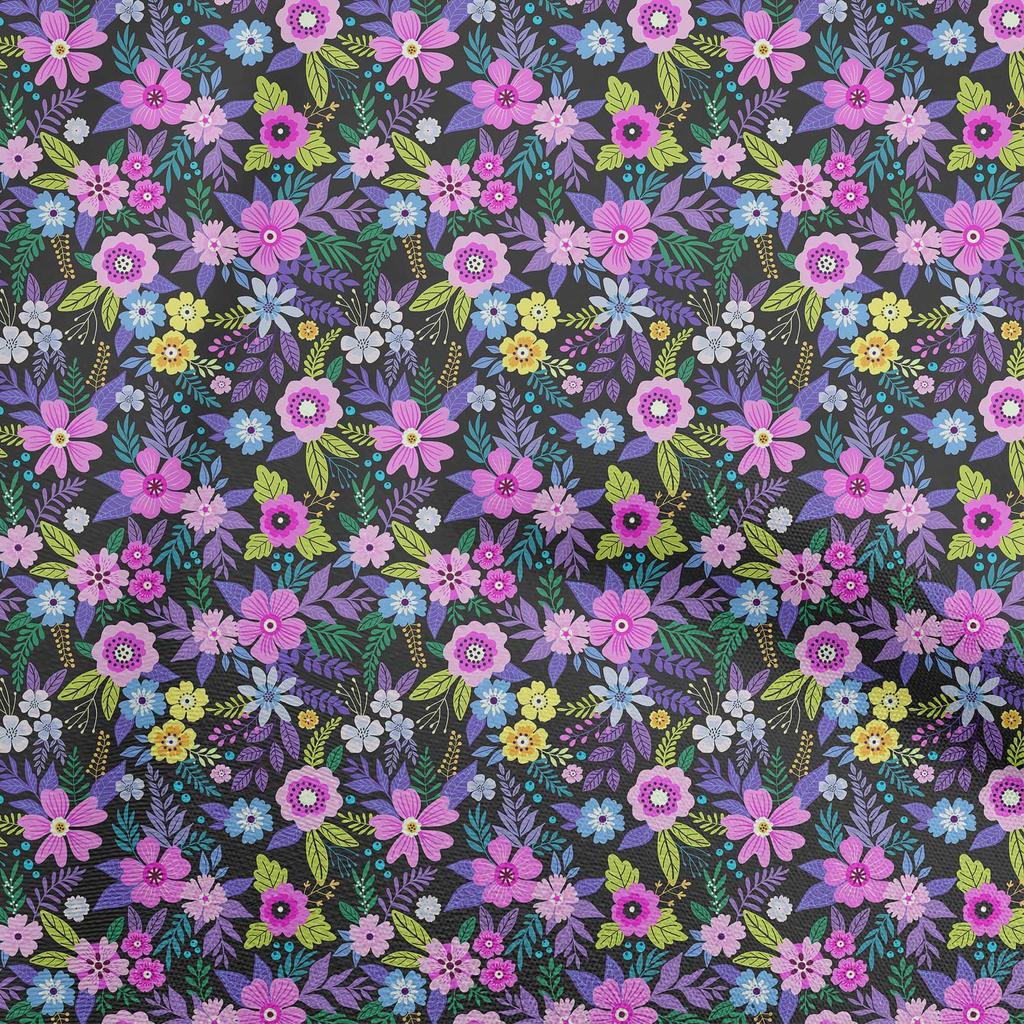 oneOone Cotton Flex Brown Fabric Asian Floral Sewing Material Print Fabric By The Yard 40 Inch