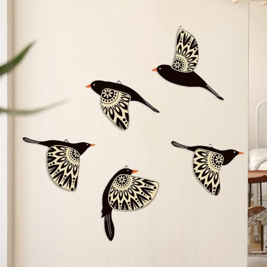 5 Pcs Flying Bird Wall Art Decor Rustic Wooden Birds Wall Decoration