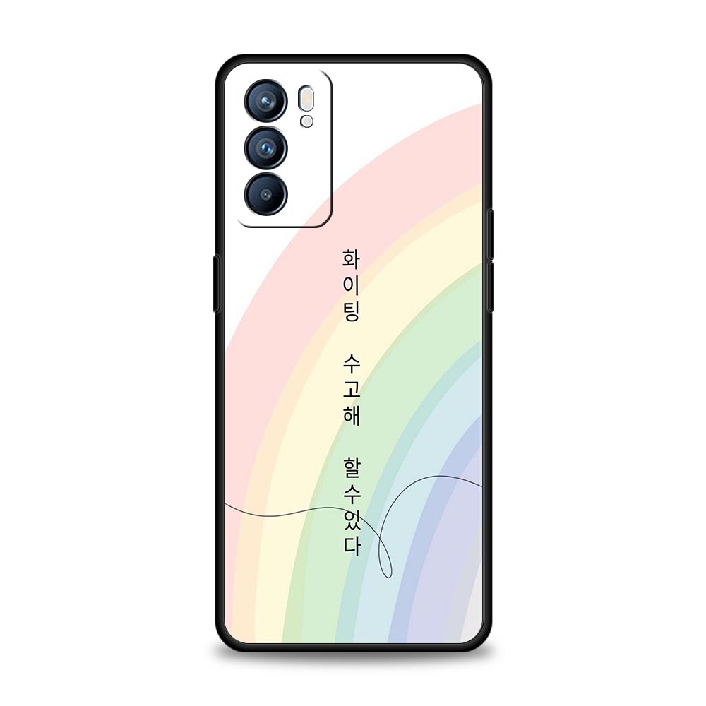 Корейский чехол с буквами для Oppo Reno14 Reno13 Reno12 11 F 10 Find X5 X9 Pro A54 5G A53 A9 A16 A78 4G A80 A98