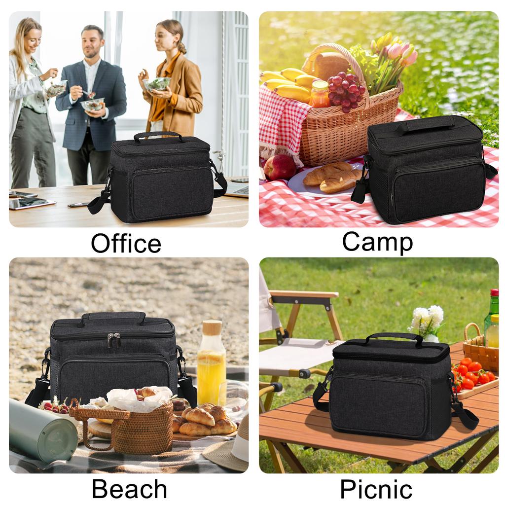 Insulated Lunch Bag Large Reusable Thermal Tote With Adjustable Shoulder Strap For Men Women Work Office Travel