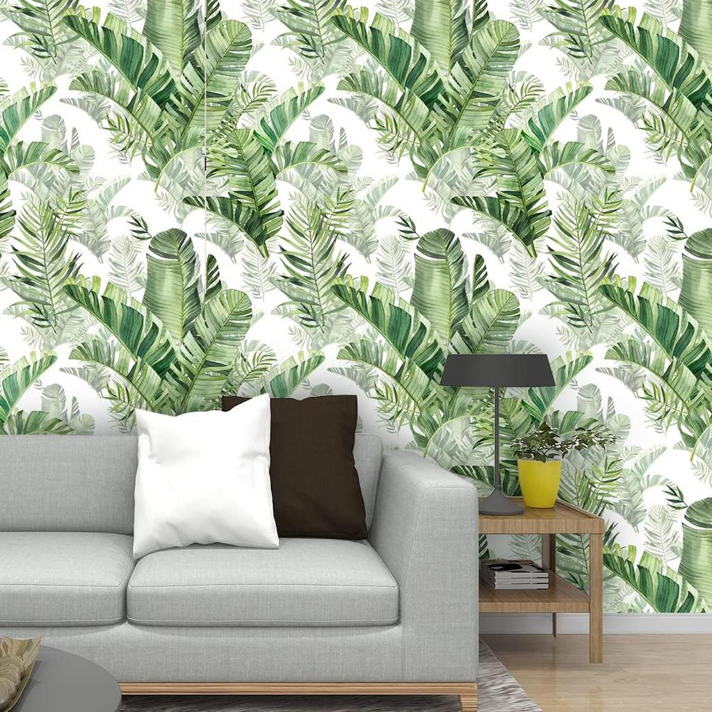 Tropical Palm Leaf Peel and Stick Wallpaper Rainforest Self Adhesive Wallpaper Vinyl Green Leaf Removable Contact Paper