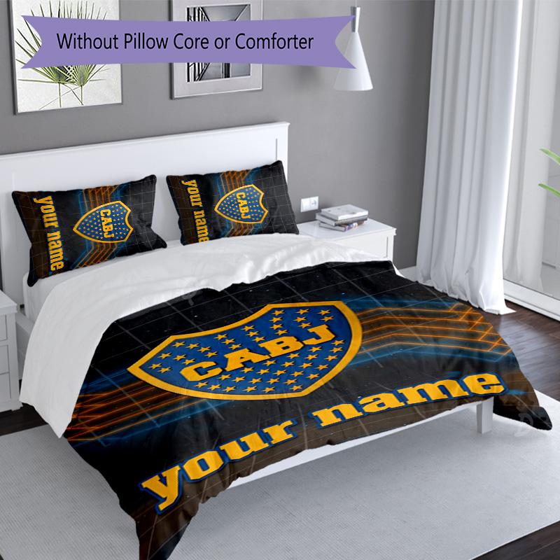 3pcs Custom Name Boca Juniors logo Bedding Set Duvet Cover Closure Includes 1 Duvet Cover&2 Pillowcases for All Seasons Bedroom Decor