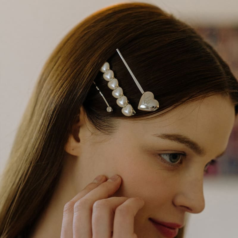 HAS HA021 Love & Pearl hair pin set