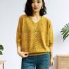 Spring and Summer Long Mid-sleeved  Pullover Mesh Fashion Knitted Pullover Women's Oversized Pullover Top
