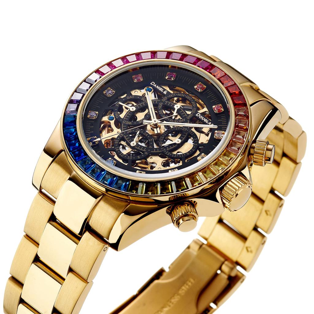 Mechanical Automatic Watch Automatic DANIEL DOUGLAS Gold Black Rainbow [Daniel & Douglas] DD8802DG-RBBK4 & Men's
