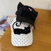 Cute Cat Ear Baseball Cap With Embroidered Heart Polka Dot Design Womens Adjustable Sun Hat