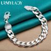 925 Sterling Silver 12MM Side Chain Bracelet Fashion Jewelry MB119