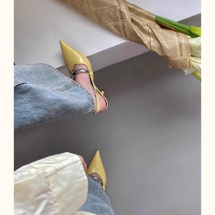 Остроносые босоножки на шпильках женские туфли весна 2025 с юбкой пустые женские туфли Мэри Джейн пригородные туфли на высоком каблуке прилив