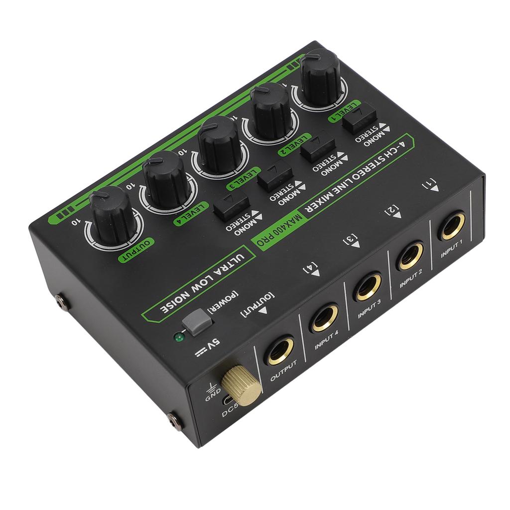 4-канальный микшер 6,35 мм 4 входа 1 выход Профессиональный компактный стерео микшер с RGB подсветкой для студии 