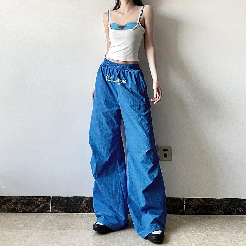 Модные женские эластичные брюки с высокой талией и буквенным принтом, свободные повседневные уличные модные простые универсальные тканые брюки, комплект жилетов