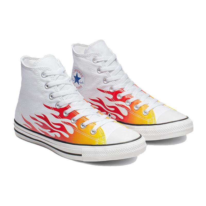 Converse Кеды Chuck Taylor All Star Архивный Принт Пламя Износостойкие Легкие Высокие Холщовые Унисекс Белые