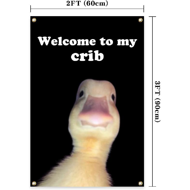 Welcome to My Crib Cute Duck Flag Teen Girl Boys College Room Dorm Decor Cool Stuff Funny Anime Flags for Room Home Decorations Posters Tapestry for