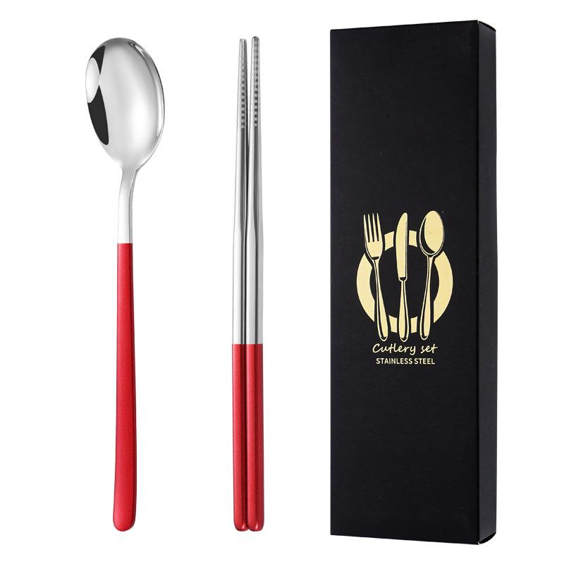 Подарочная коробка из нержавеющей стали 304, нож, ложка, палочки для еды, специальный набор, набор для приготовления пищи, семейная кухня, дорожный, полный набор, 2 шт.