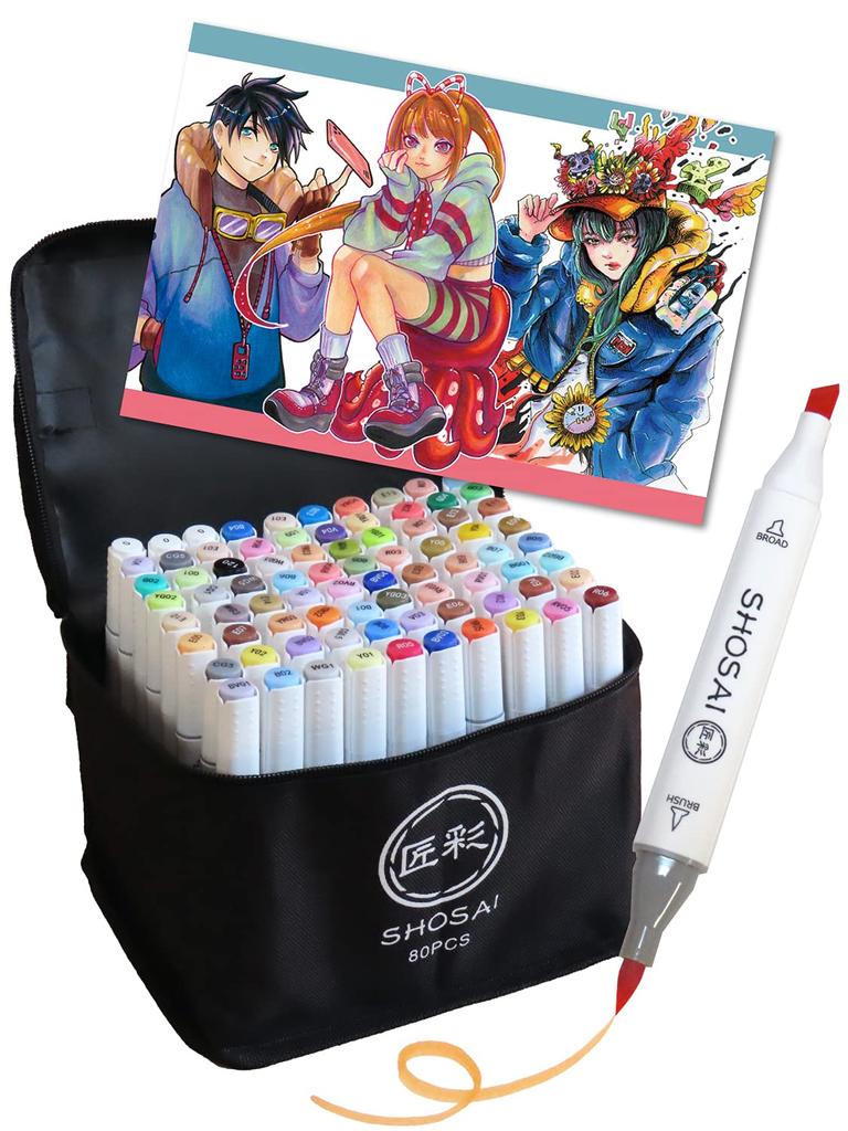Takumi Aya Illustration Marker Supervised by Professional Artists 72 Colors 80 Pieces Marker Pen Brush Type Alcohol Marker Set