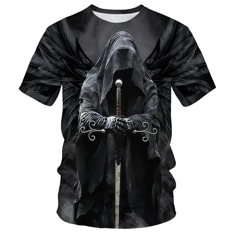 Skeleton 3D Print Sports Quick-dry Breathable T-shirt Fashionable Hip-hop Harajuku Horror Outdoor Street Short-sleeve Summer