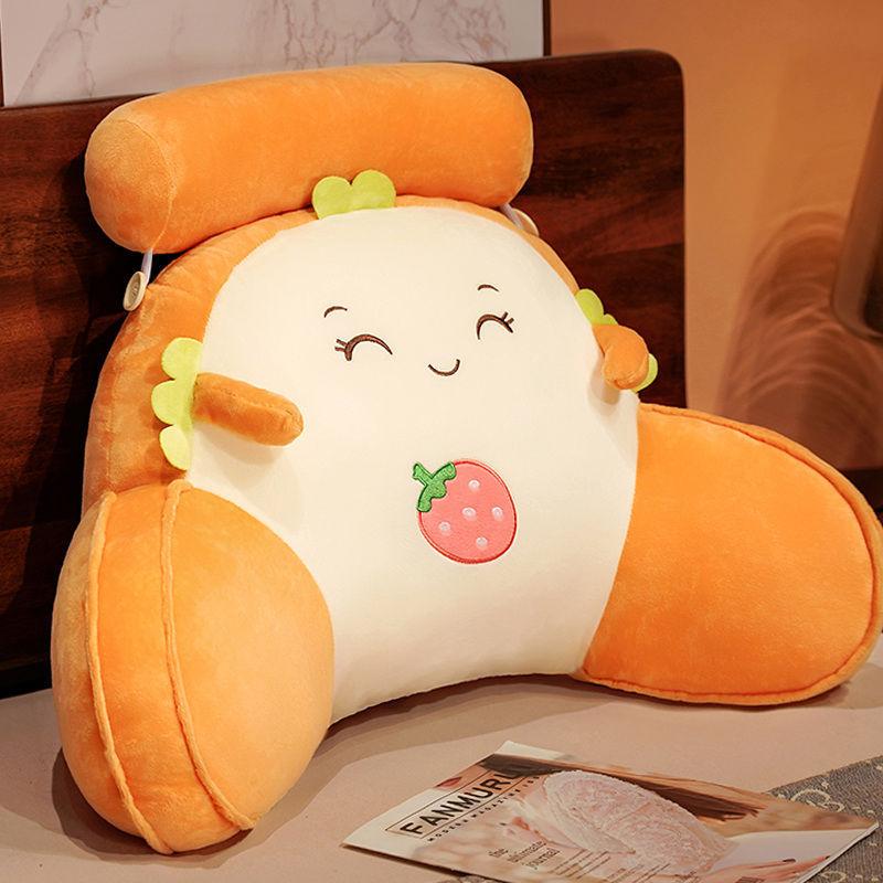 Cute Cartoon Car Headrest Back Cushion Soft Embroidered Plush Lumbar Support Back Pillow Car Seat Waist Protection Accessory Pad